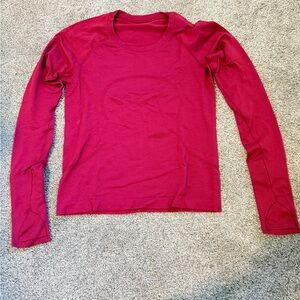 lululemon Swiftly Tech Fuchsia Long Sleeve Top (Cropped)
